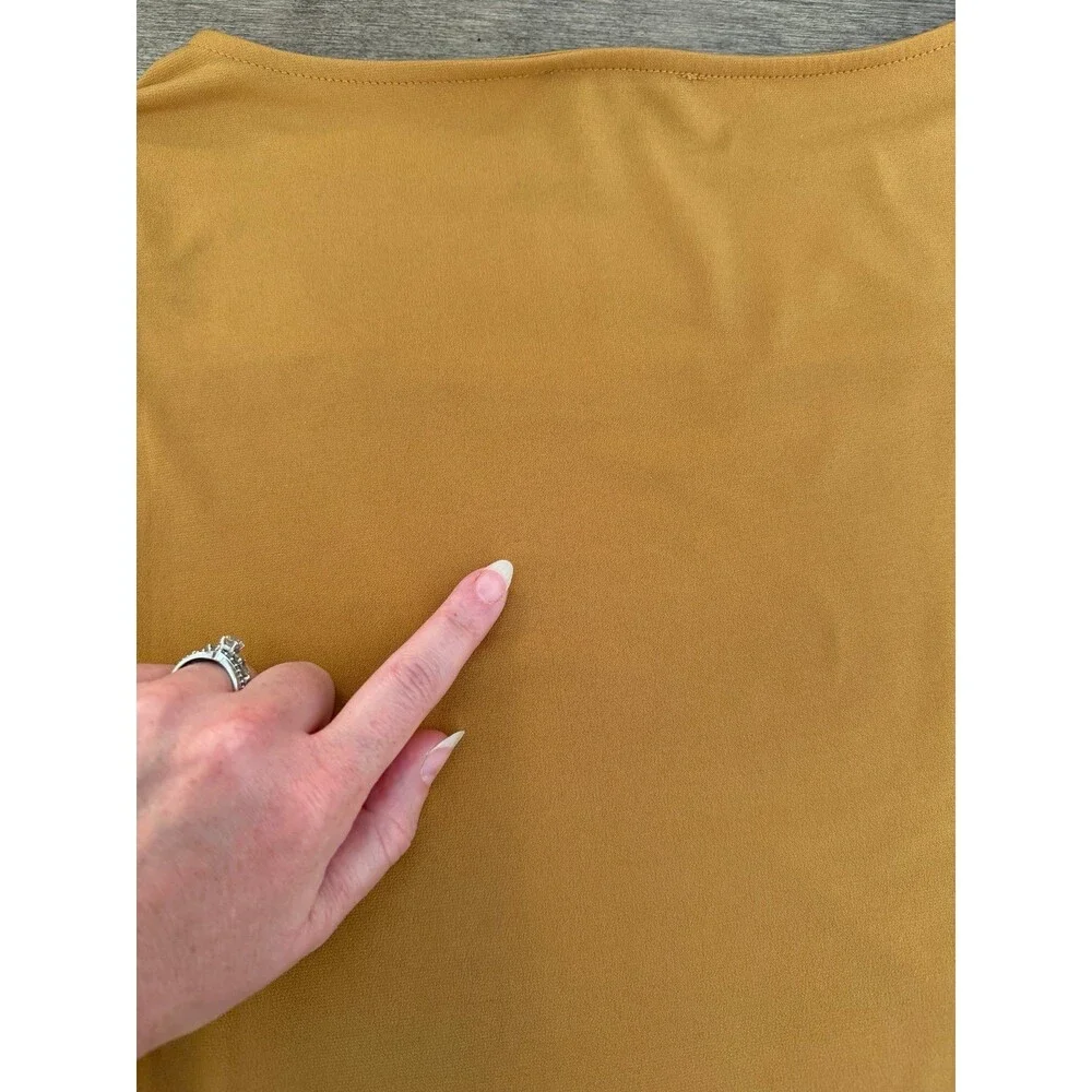 Carmen Marc Valvo mustard gold cutout top size xs - Picture 6 of 6